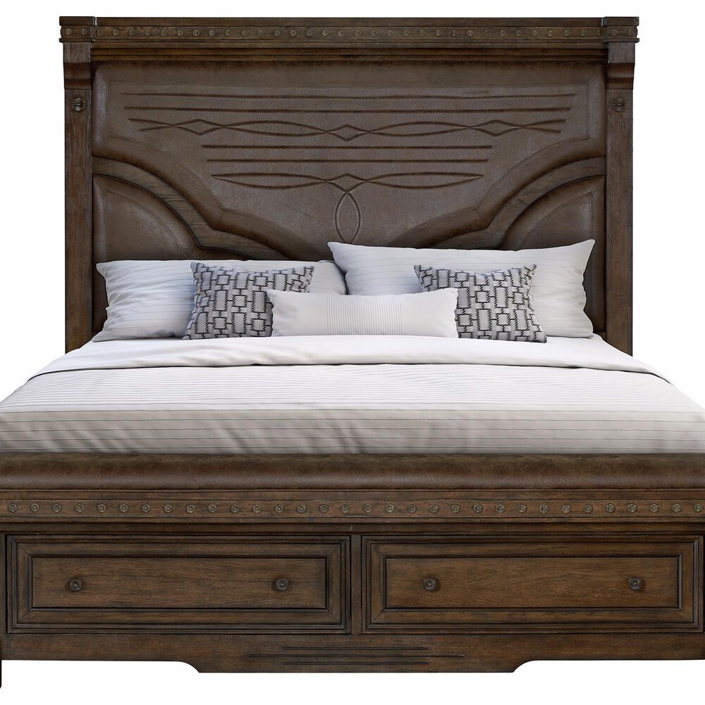 Sasha Lee Grand Teton 3 Piece King Storage Bedroom Set in Warm Brown Oak, , large