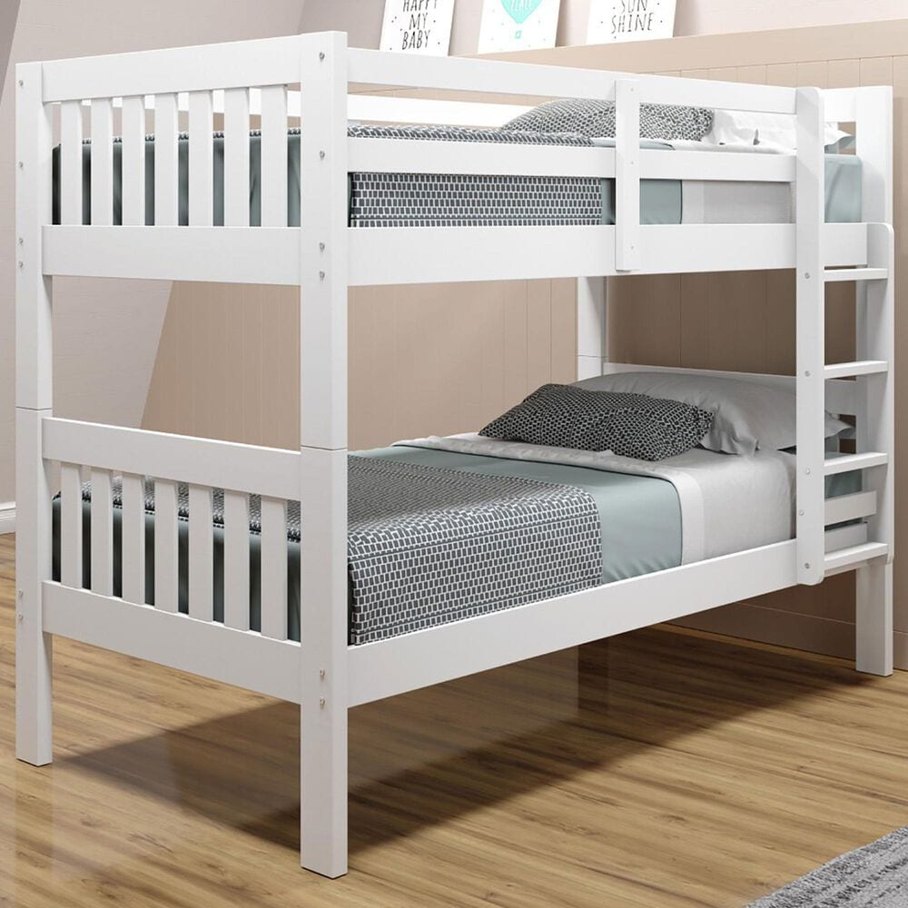 Forest Grove Mission Twin Over Twin Bunk Bed in White, , large