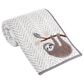 Lambs and Ivy Baby Jungle Sherpa Sloth Baby Blanket in Gray and White, , large