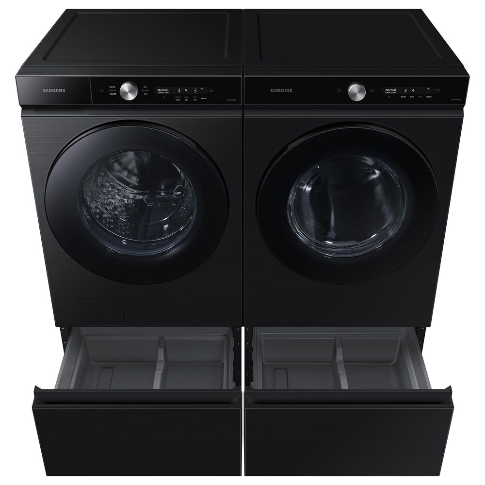 Samsung Bespoke 5.3 Cu. Ft. Front Load Washer and 7.6 Cu. Ft. Gas Dryer Laundry Pair in Brushed Black, , large