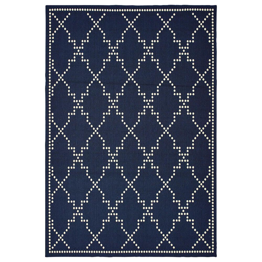 Oriental Weavers Marina 7765B 7"10" x 10"10" Navy and Ivory Area Rug, , large