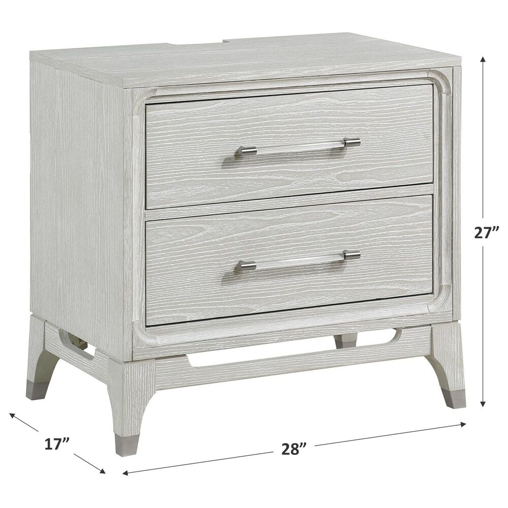 Davis International Solitude Nightstand with USB Ports in White Rub Through Finish, , large