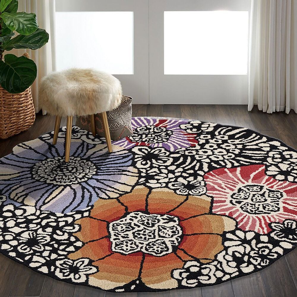 L&amp;R Resources Sinuous Spring Blossoms 4&#39; Scalloped Multicolor Area Rug, , large