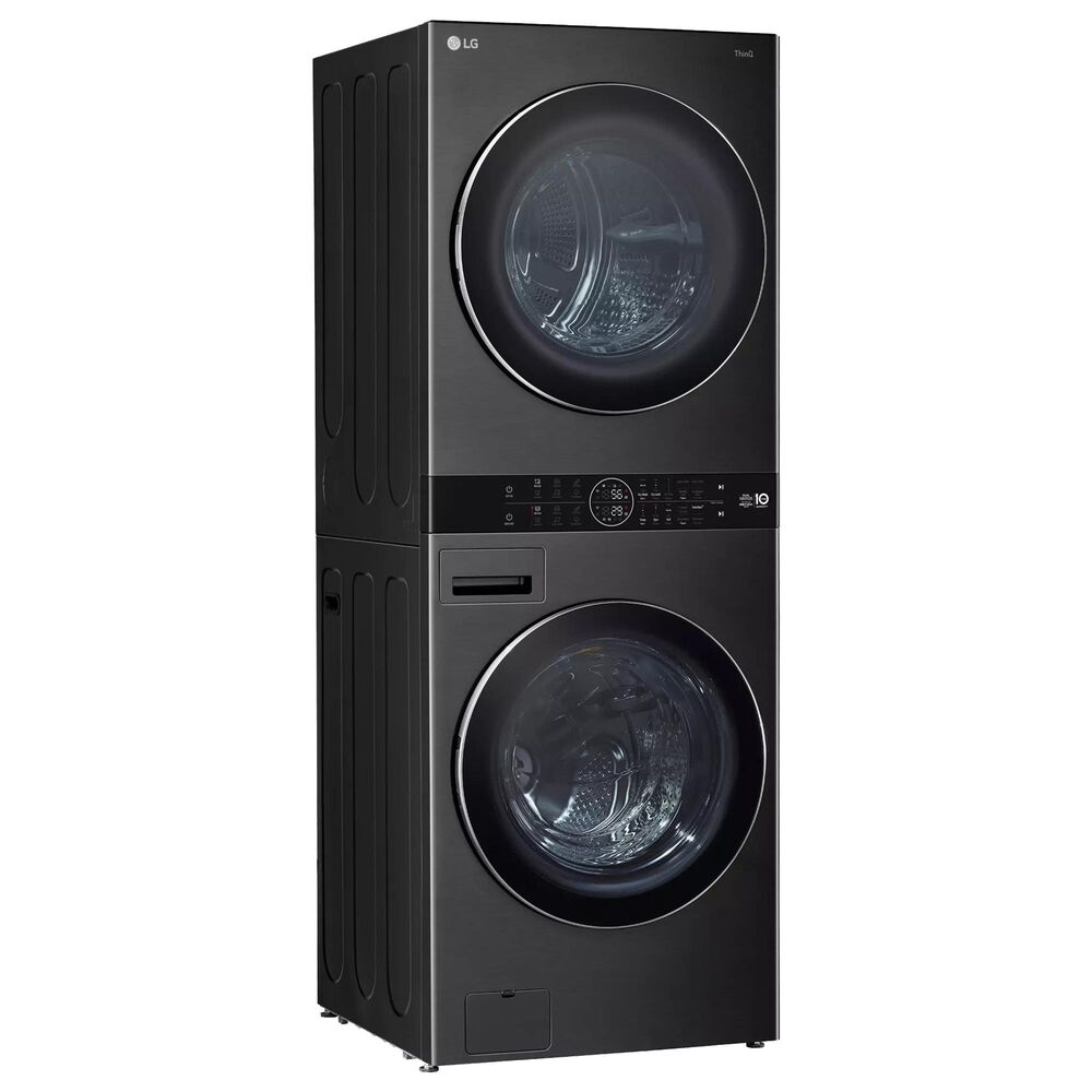 LG Single Unit WashTower with Center Control 5.0 cu. ft. Front Load Washer and 7.8 cu. ft. Electric Ventless Heat Pump Dryer in Black Steel, , large