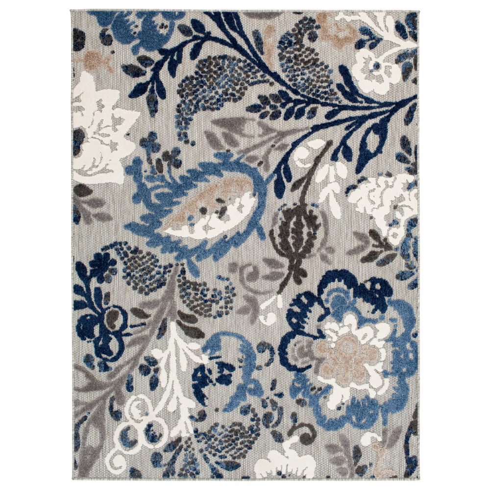 Central Oriental Fontana Pakuna 2"2" x 3" Gray and Blue Area Rug, , large