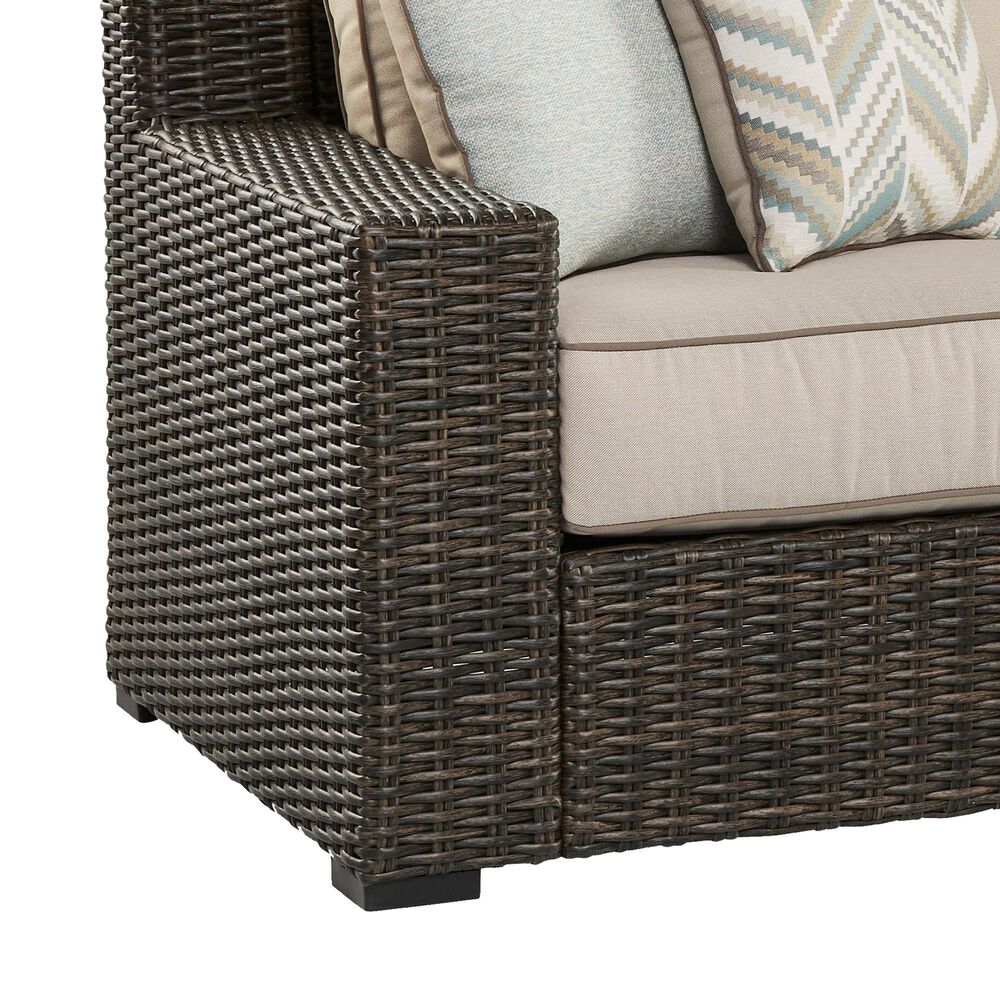 Signature Design by Ashley Coastline Bay Stationary Outdoor Sofa with Cushion in Brown, , large