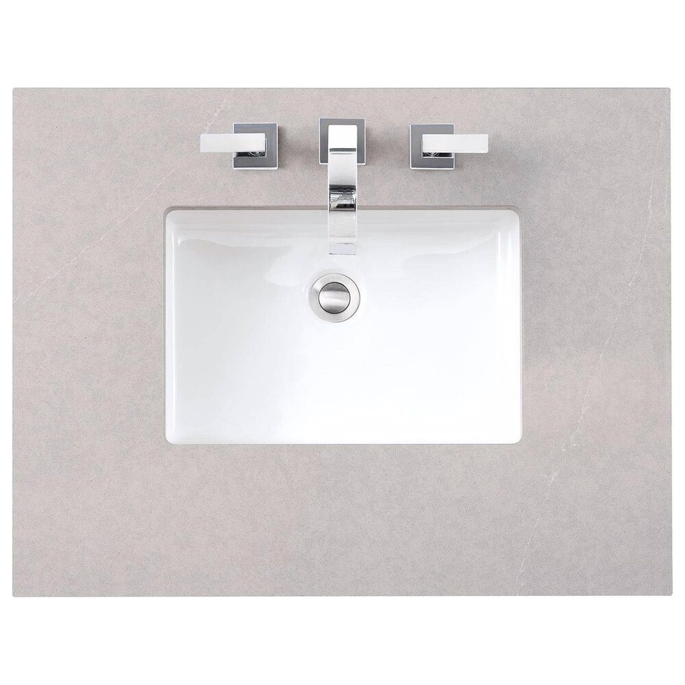 James Martin De Soto 30&quot; Single Bathroom Vanity in Bright White with 3 cm Eternal Serena Quartz Top and Rectangular Sink, , large