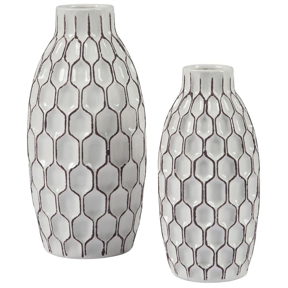 Signature Design by Ashley Dionna Vase in White and Brown - Set of 2, , large