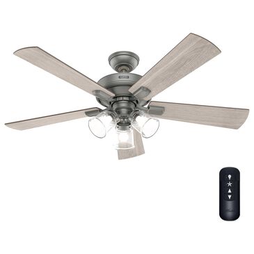Hunter Crestfield 52" Remote Ceiling Fan with LED Lights in Matte Silver, , large