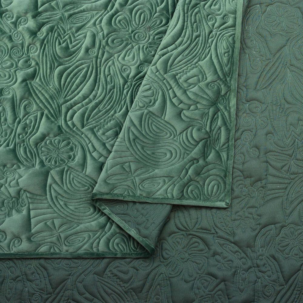 Peking Handicraft Secret Garden 3-Piece King Quilt Set in Emerald Green, , large