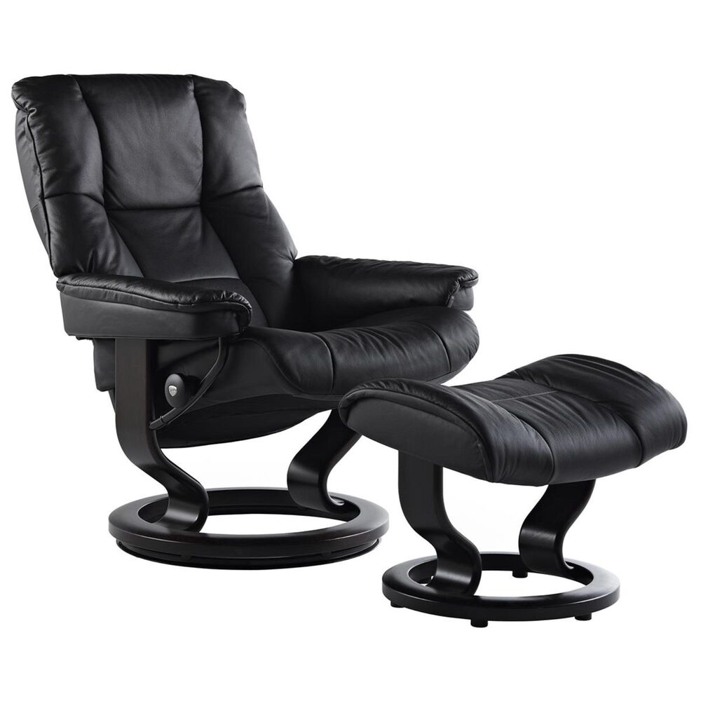 Stressless Mayfair Small Chair and Ottoman in Paloma Black, , large