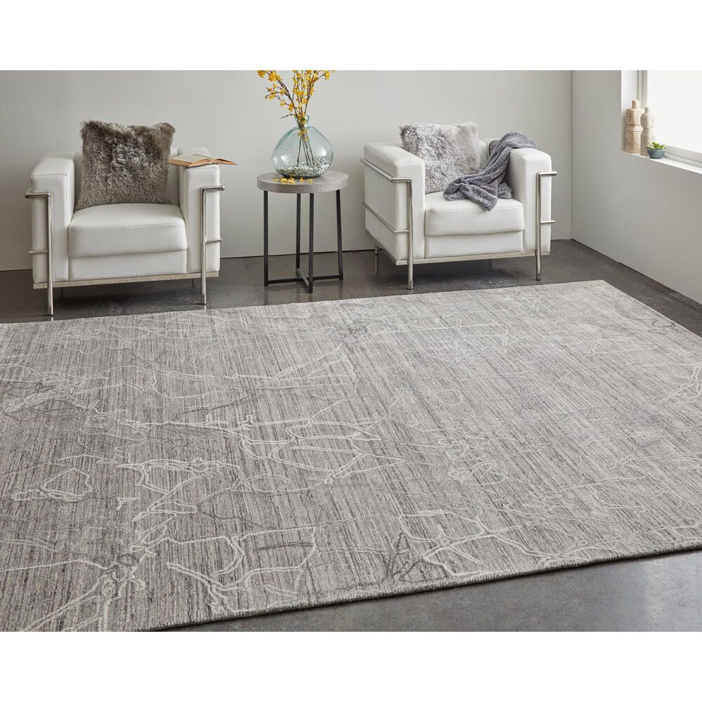 Feizy Rugs Whitton 9&#39; x 12&#39; Gray and Ivory Area Rug, , large