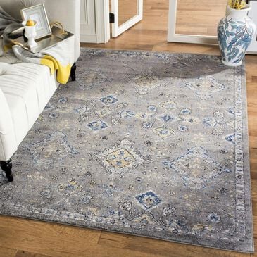 Safavieh Evoke EVK224G-4 4" x 6" Dark Grey/Yellow Area Rug, , large