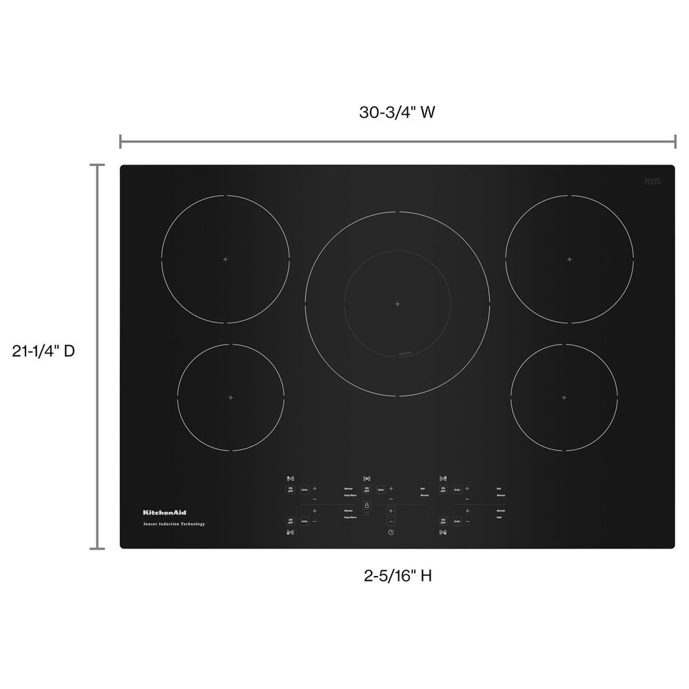 KitchenAid 30&quot; Built-In Electric Induction Cooktop in Black, , large