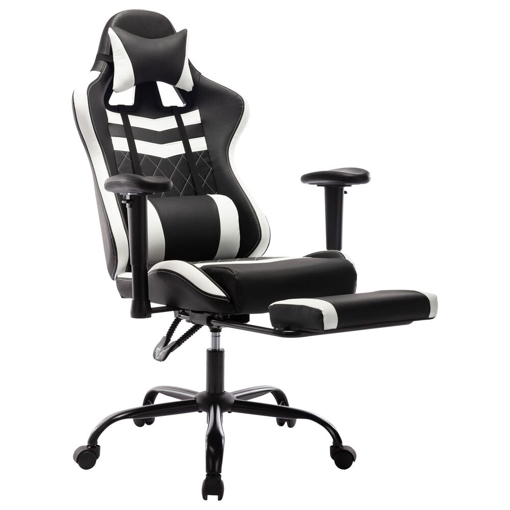 Furniture of America Felix Gaming Chair in White and Black, , large