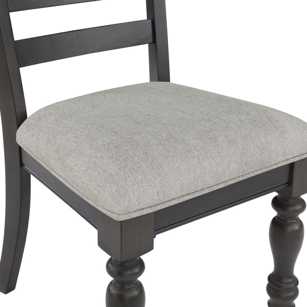 Davis International French Country Upholstered Side Chair in Black and Dark Gray, , large