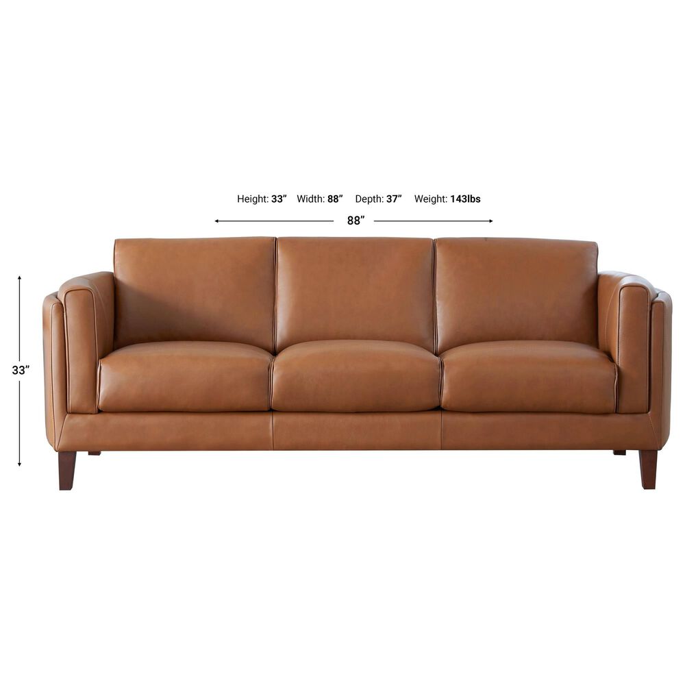 Leather Uph Pacer Stationary Sofa in Nutmeg Brown, , large