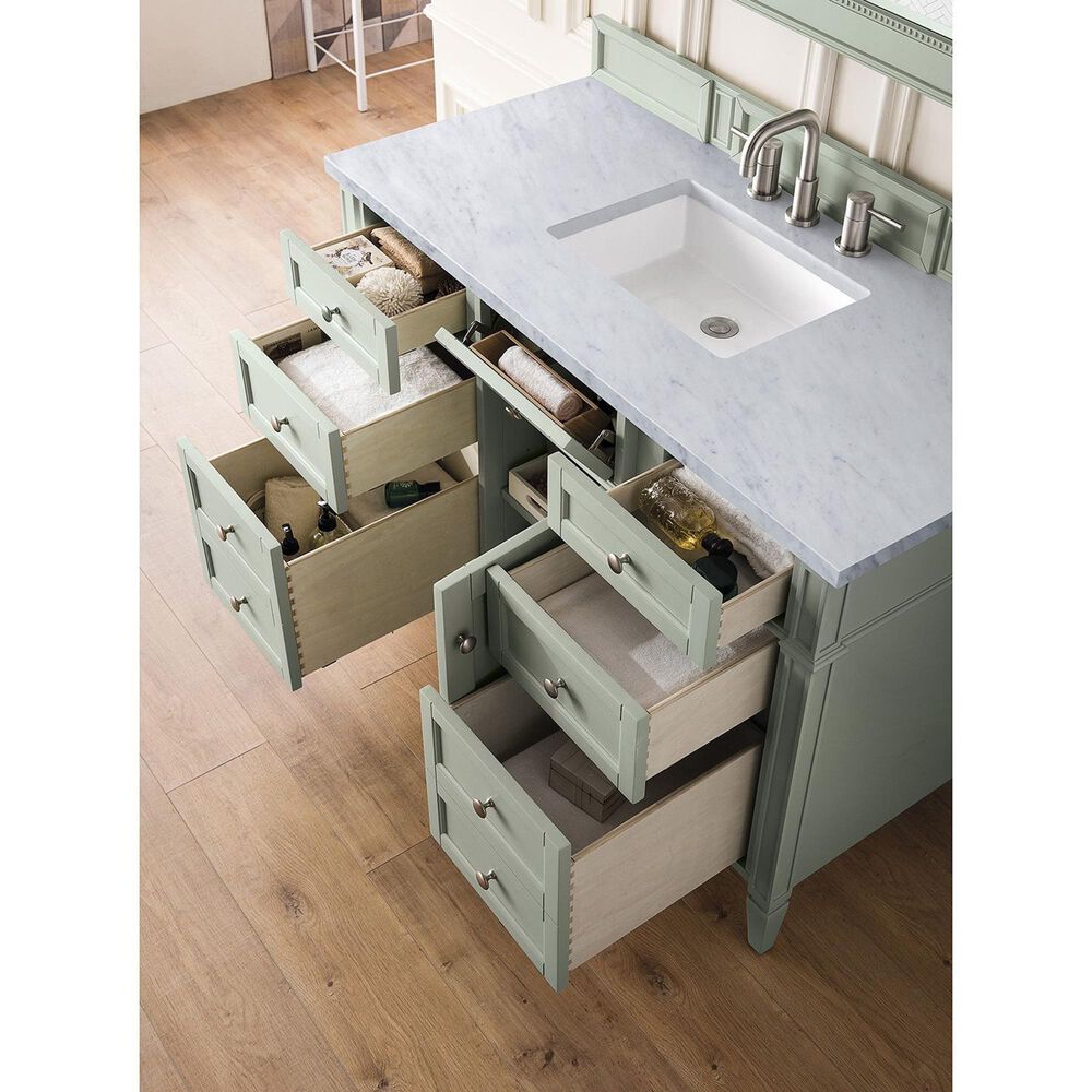 James Martin Brittany 48&quot; Single Bathroom Vanity in Sage Green with 3 cm Arctic Fall Solid Surface Top and Rectangular Sink, , large