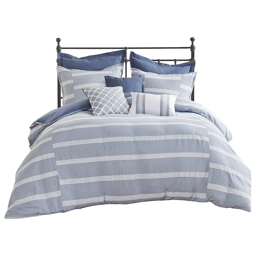 Hampton Park Noble 8-Piece Queen Cotton Comforter Set in Blue, , large