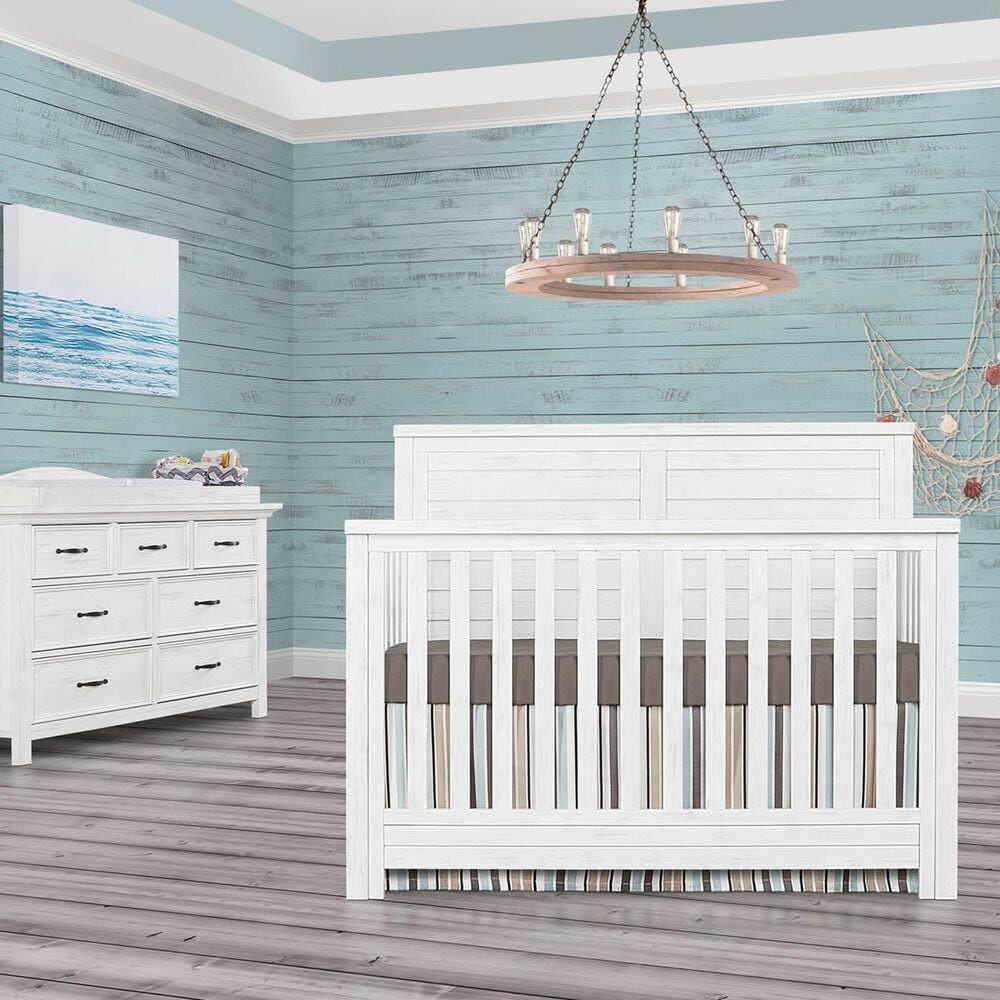 Evolur Belmar Flat Top 5-In-1 Crib in Weathered White, , large