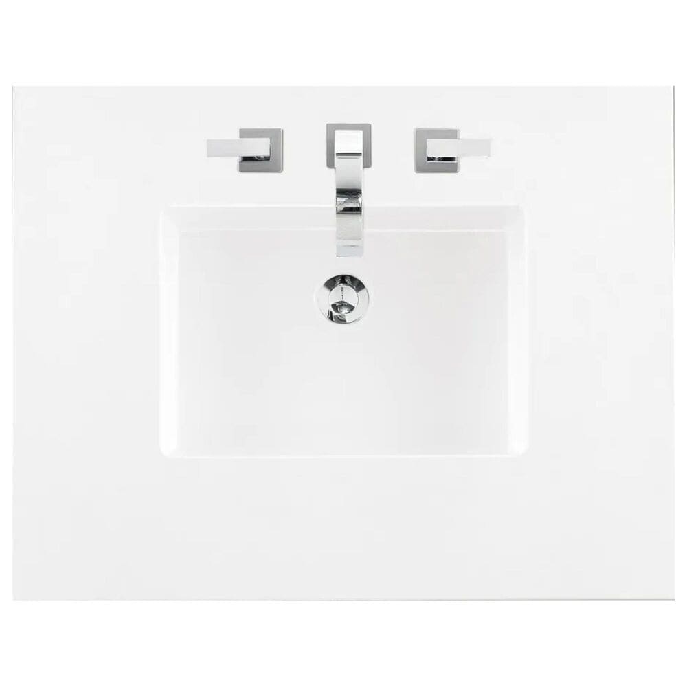James Martin Brittany 30&quot; Single Bathroom Vanity in Smokey Celadon with 3 cm White Zeus Quartz Top and Rectangular Sink, , large
