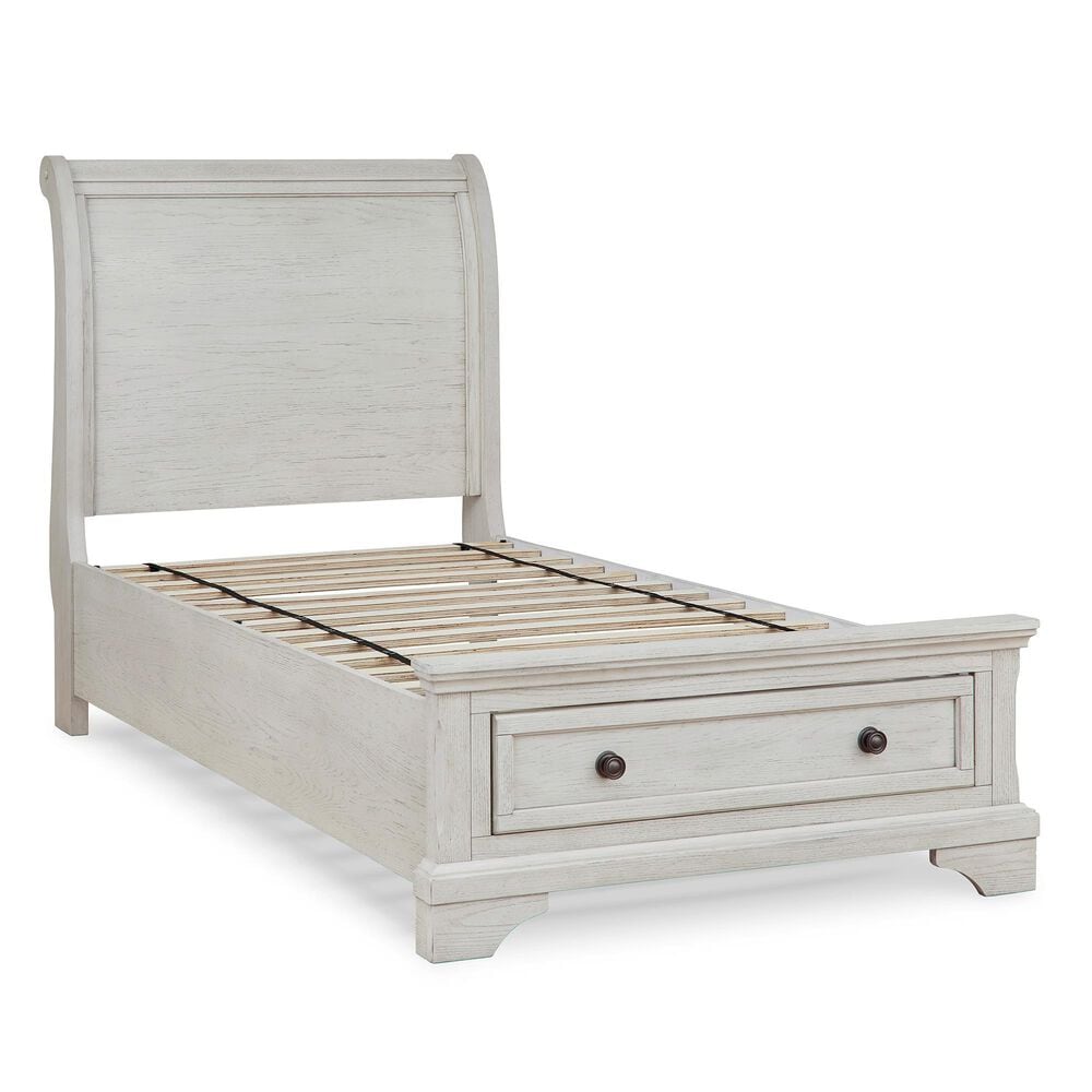 Signature Design by Ashley Robbinsdale Twin Storage Sleigh Bed in Antique White, , large