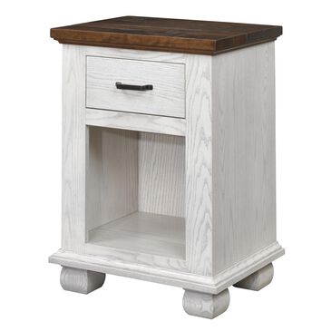 Briarwood LLC Town Hall 1 Drawer Nightstand in Rustic Cherry Top and Aged White, , large