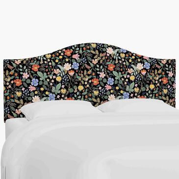 Rifle Paper Co Crafted by Cloth & Company Mayfair King Headboard in Aviary Black and Cream, , large