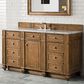 James Martin Bristol 60" Single Bathroom Vanity in Saddle Brown with 3 cm Eternal Jasmine Pearl Quartz Top and Rectangular Sink, , large