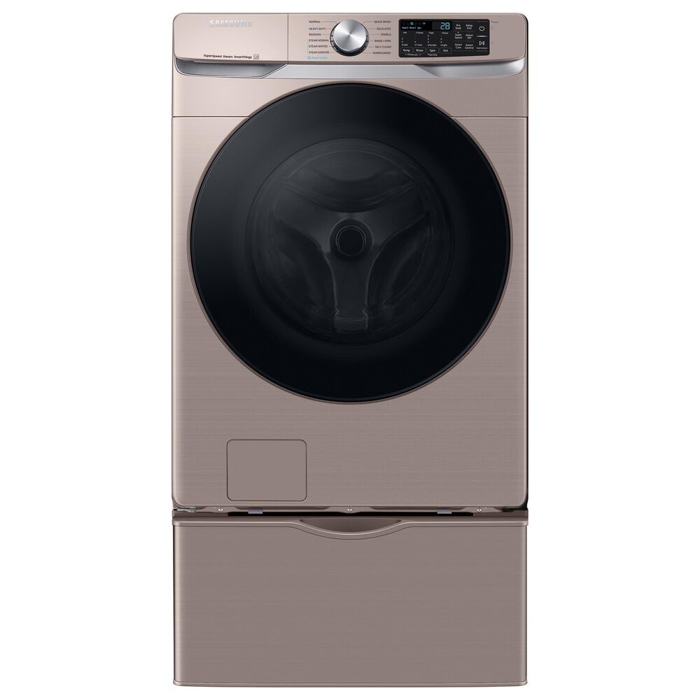 Samsung 4.5 Cu. Ft. Smart Front Load Washer with 27" Pedestal in Champagne, , large