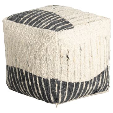 Blue Sun Designs Montague Pouf Ottoman in Ivory and Grey, , large