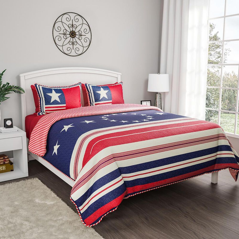 Timberlake Lavish Home 3-Piece Full/Queen Glory Bound Quilt Set in Red, White, Blue, , large