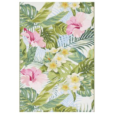 Safavieh Barbados Tropical Floral 6"6" x 9"4" Green and Pink Indoor/Outdoor Area Rug, , large