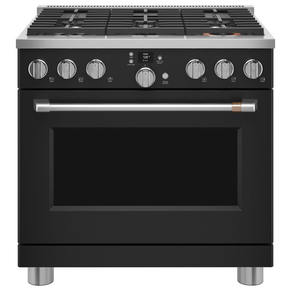 Cafe 5.75 Cu. Ft. Freestanding Dual Fuel Range in Matte Black and Brushed Stainless, , large