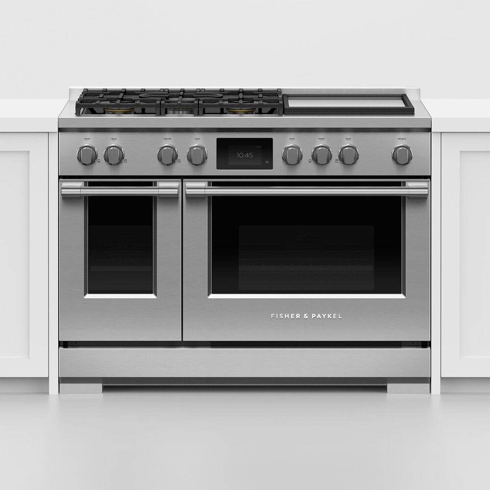 Fisher and Paykel 48&quot; Professional Dual Fuel Range with 5 Burners and Natural Gas in Stainless Steel, , large