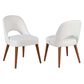 Monroe Kenza White Faux Leather  Open Back Dining Side Chair in Light Wood Finish, , large