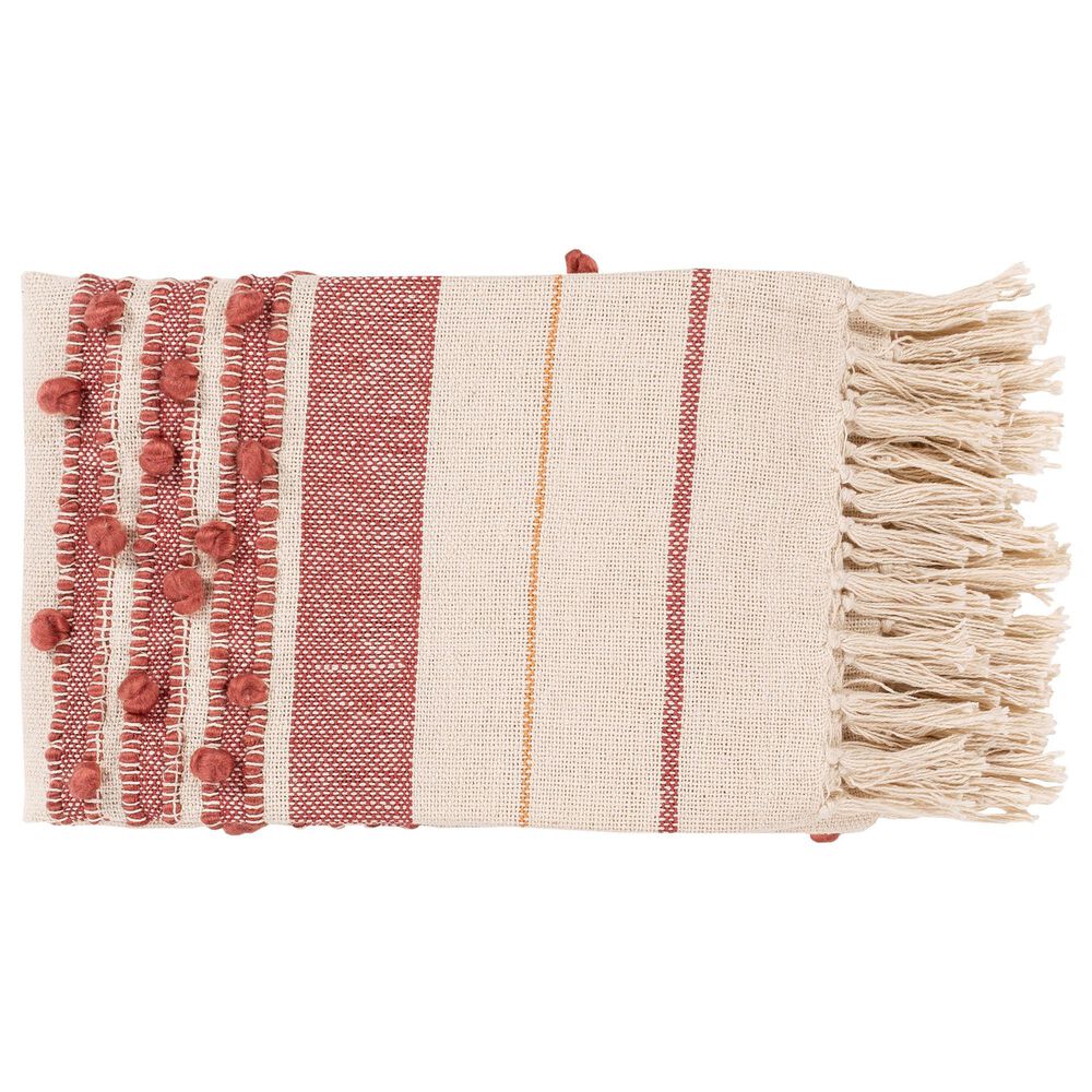 Surya Yemaya 50&quot; x 60&quot; Throw in Burgundy, Camel and Light Beige, , large