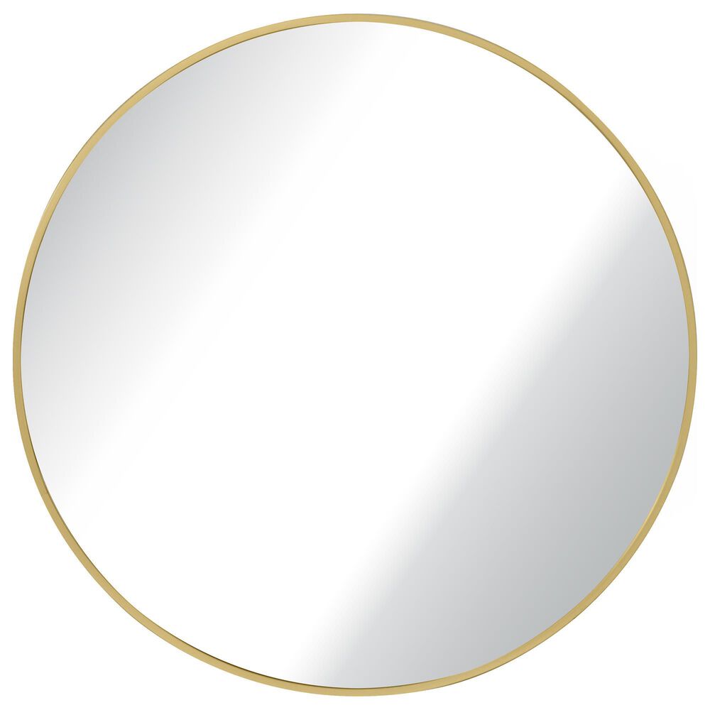 Garber Collection Round Metal Wall Mirror in Brass, , large