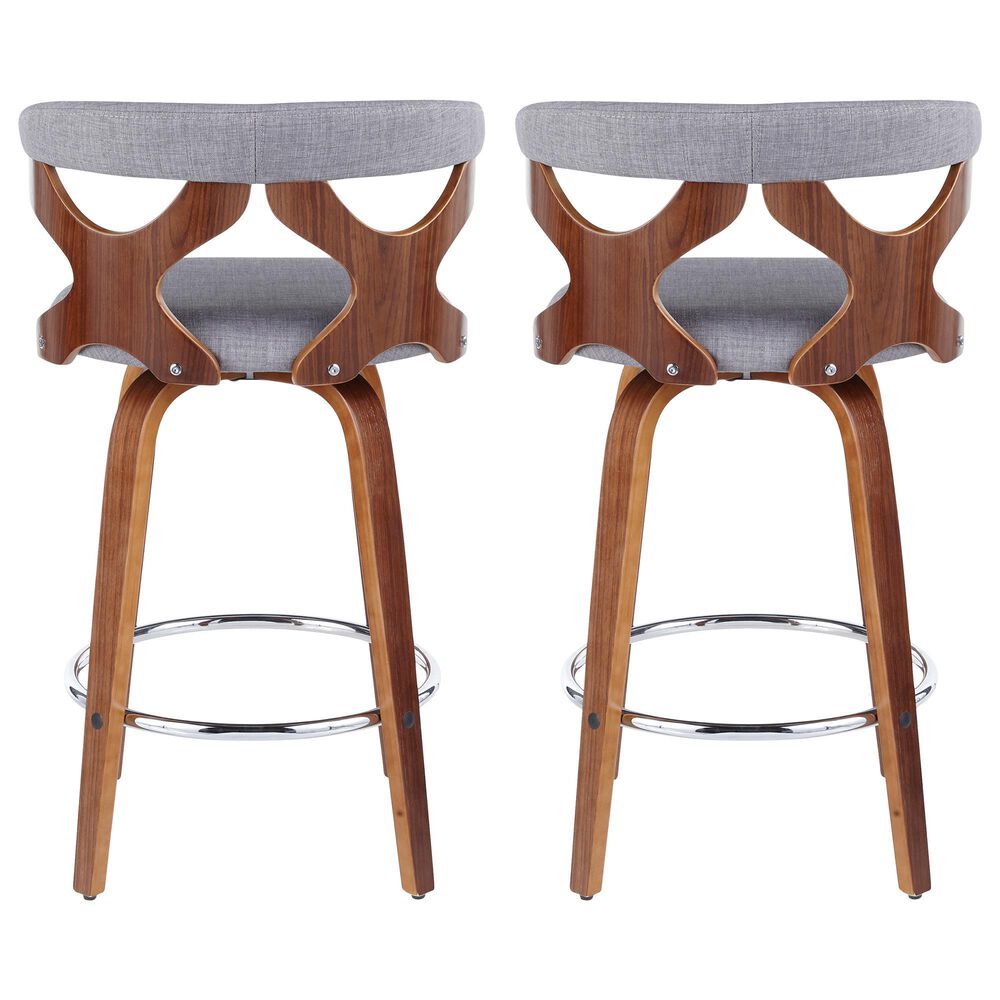 Lumisource Gardenia Swivel Counter Stool with Grey Cushion in Walnut and Chrome &#40;Set of 2&#41;, , large