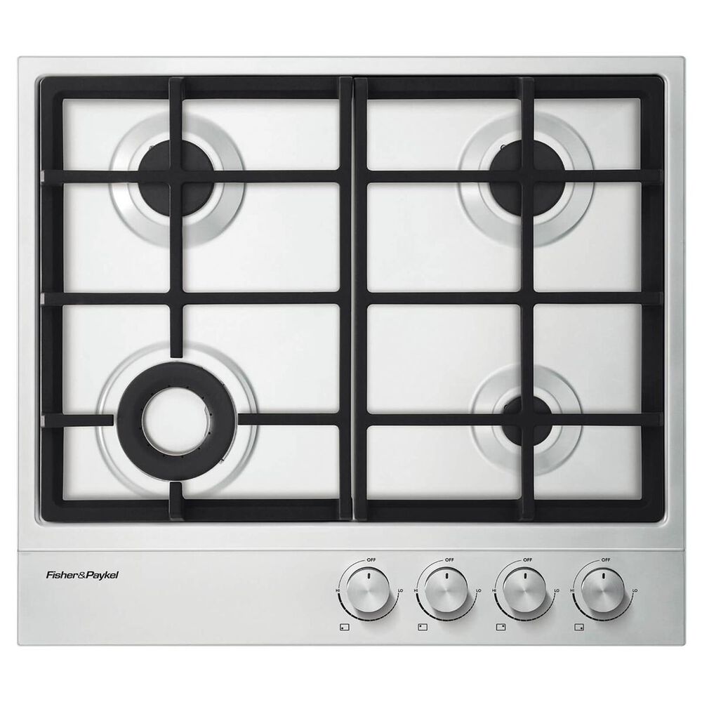Fisher and Paykel 24" 4 Burner Gas on Steel Cooktop in Stainless Steel With Polished Strip, , large