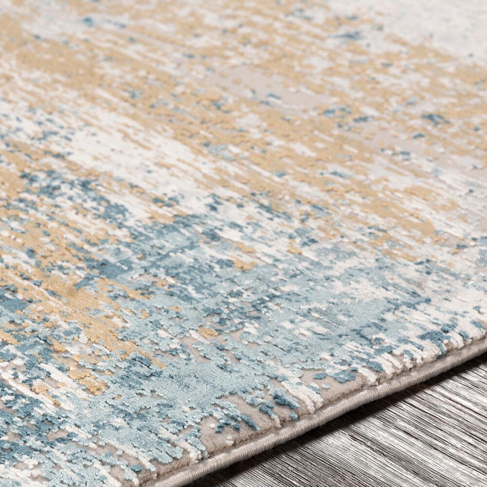 Surya Solar 3&#39; x 5&#39; Sky Blue, Dark Blue, Saffron, White, Gray and Charcoal Area Rug, , large