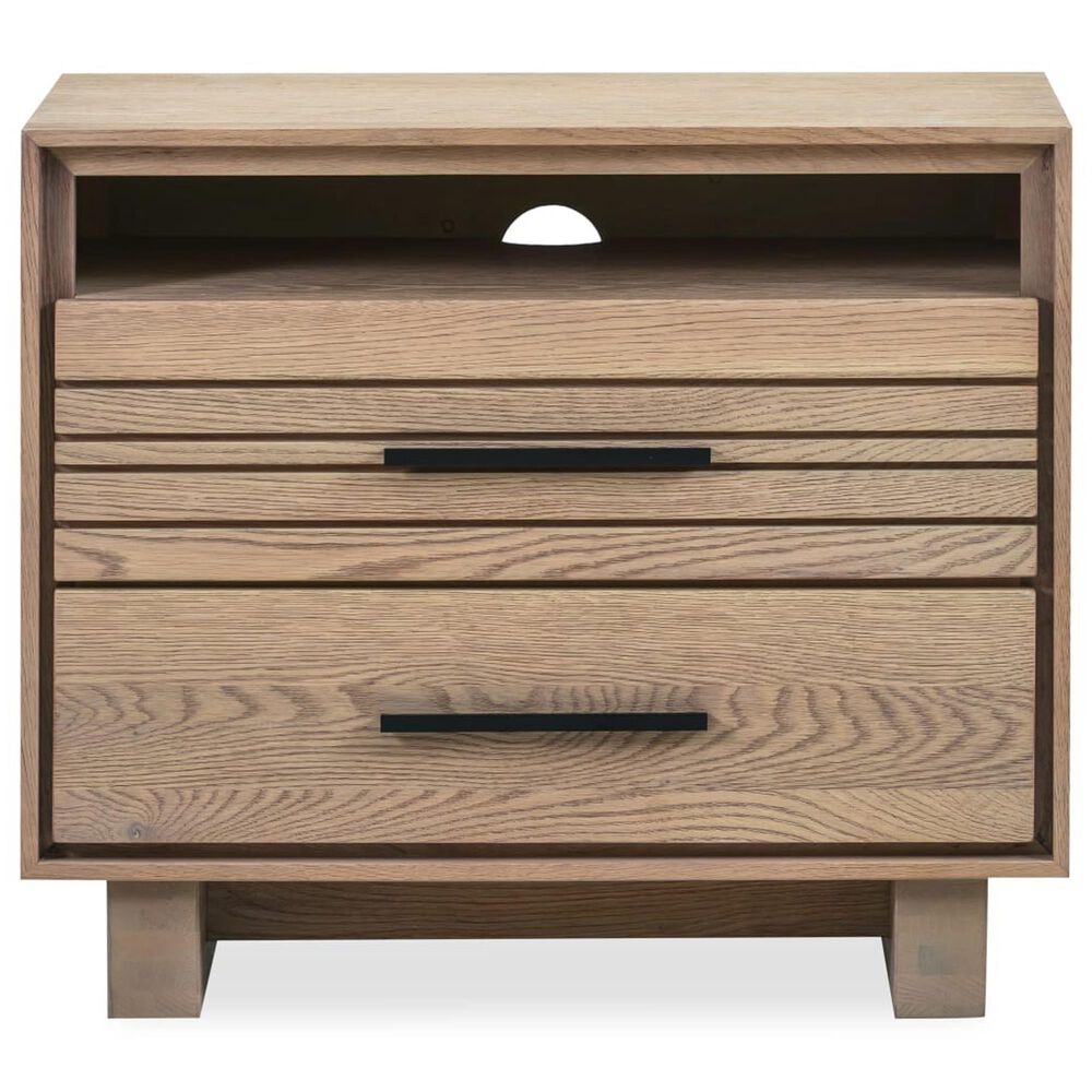 37B Batten 2-Drawer Nightstand with USB-Charging in Blonde Oak, , large