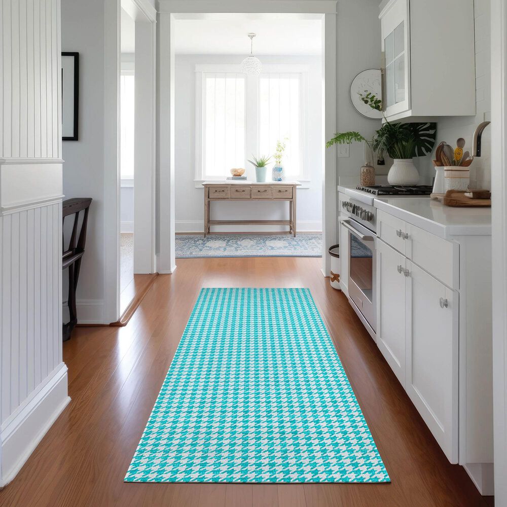 Dalyn Rug Company Hinton 2&#39;3&quot; x 7&#39;6&quot; Aqua Indoor/Outdoor Runner, , large