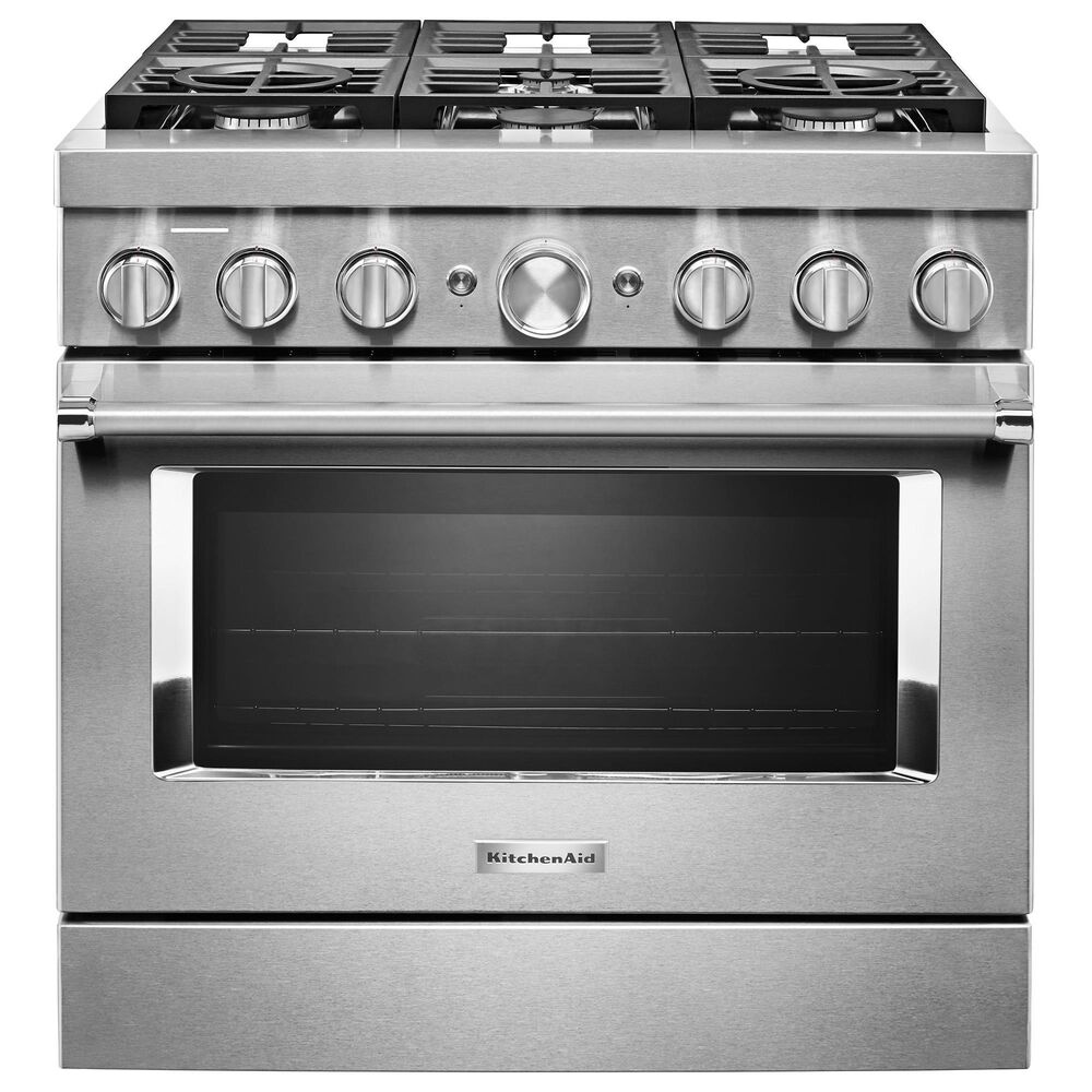 KitchenAid 36" Professional Dual Fuel Range in Stainless Steel, , large
