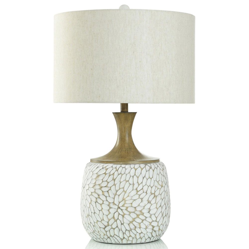 Flair Industries Carved Roanoke Polyresin Table Lamp in White, , large