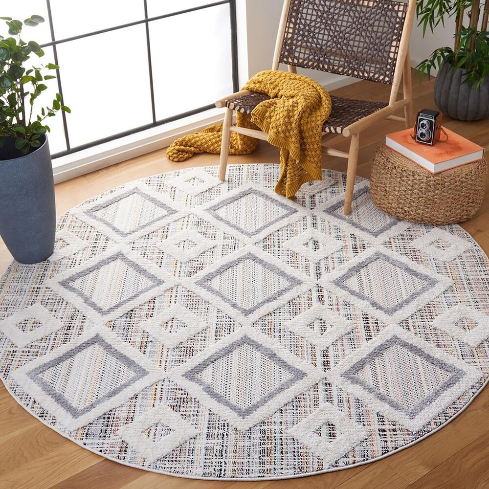 Safavieh Marrakesh Southwestern 6&#39;7&quot; Round Grey and Multicolor Area Rug, , large