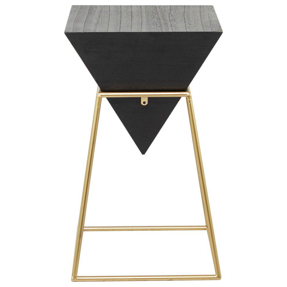 Uma Enterprises 24&quot; Pyramid Accent Table with Metal Stand in Black and Gold, , large
