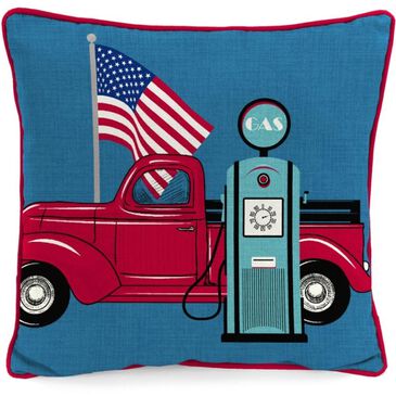 Jordan Manufacturing 18" x 18" American Flag Truck Throw Pillow in Red, White and Blue, , large