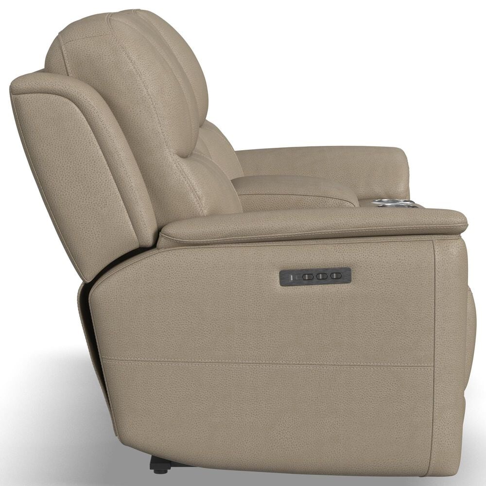 Flexsteel Crew Power Reclining Loveseat with Console, Power Headrests and Lumbar in Pebble, , large