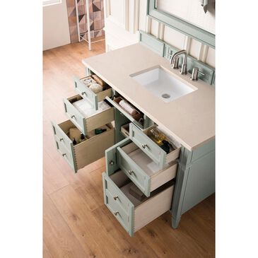James Martin Brittany 48" Single Bathroom Vanity in Sage Green with 3 cm Eternal Marfil Quartz Top and Rectangle Sink, , large